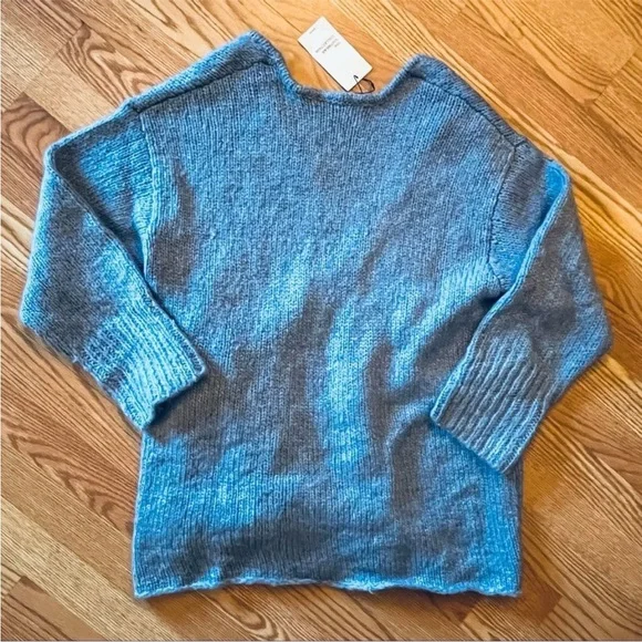 NWT Zara The Knitwear Collection Baby Blue Chunky Oversized Wrap Sweater - Picture 9 of 12